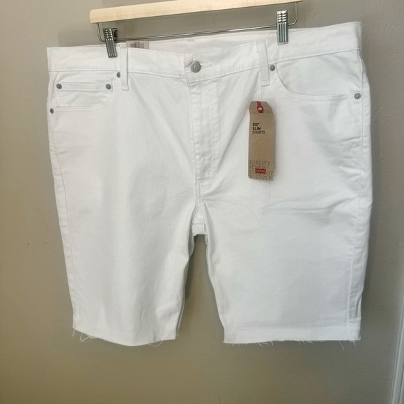 NWT LEVI’S 511 Slim Shorts White Denim Raw Hem Roll Up Casual Summer Jean Shorts - Picture 7 of 15